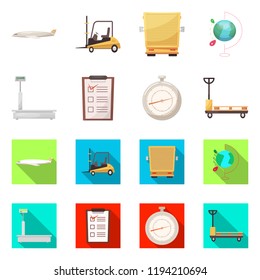 Vector illustration of goods and cargo symbol. Set of goods and warehouse vector icon for stock.