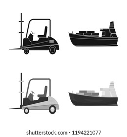 Vector illustration of goods and cargo symbol. Set of goods and warehouse vector icon for stock.