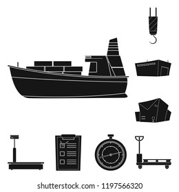 Vector illustration of goods and cargo symbol. Set of goods and warehouse stock symbol for web.