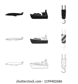 Vector illustration of goods and cargo symbol. Set of goods and warehouse vector icon for stock.