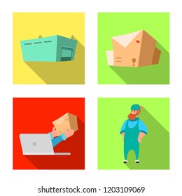 Vector illustration of goods and cargo symbol. Collection of goods and warehouse stock symbol for web.