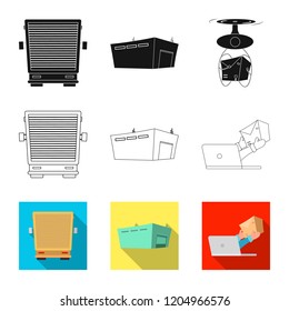 Vector illustration of goods and cargo symbol. Set of goods and warehouse stock vector illustration.