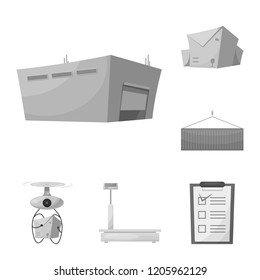 Vector illustration of goods and cargo symbol. Set of goods and warehouse vector icon for stock.