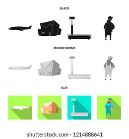 Vector illustration of goods and cargo symbol. Set of goods and warehouse vector icon for stock.
