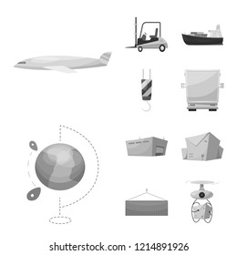 Vector illustration of goods and cargo symbol. Set of goods and warehouse stock symbol for web.