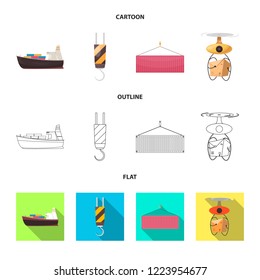Vector illustration of goods and cargo symbol. Set of goods and warehouse stock vector illustration.