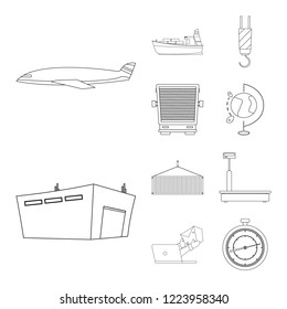 Vector illustration of goods and cargo symbol. Collection of goods and warehouse vector icon for stock.