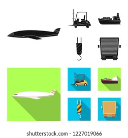 Vector illustration of goods and cargo symbol. Set of goods and warehouse stock vector illustration.