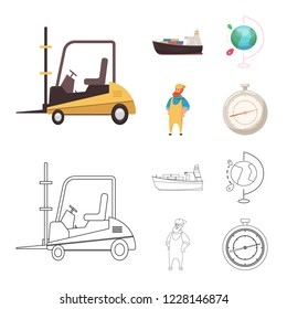 Vector illustration of goods and cargo symbol. Collection of goods and warehouse stock symbol for web.