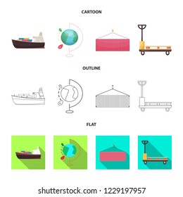 Vector illustration of goods and cargo symbol. Collection of goods and warehouse stock symbol for web.
