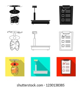 Vector illustration of goods and cargo symbol. Collection of goods and warehouse stock vector illustration.