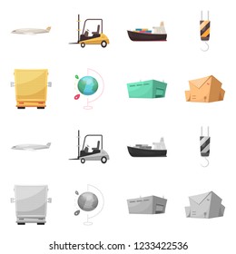 Vector illustration of goods and cargo symbol. Collection of goods and warehouse vector icon for stock.