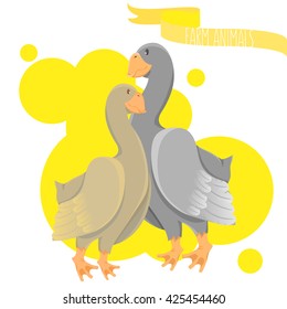 Vector illustration of a goose. Farm bird. Cartoon vector illustration.