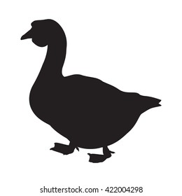 Vector illustration of a goose isolated on white background. Goose logo, symbol, icon, graphic