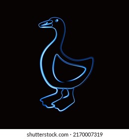 Vector illustration of a goose with a neon effect.