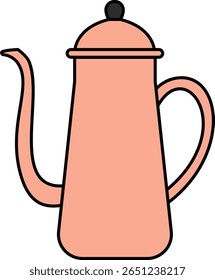 Vector illustration of a gooseneck coffee kettle for pour-over brewing, isolated on white background