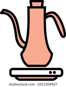 Ilustração vetorial de gooseneck chaleira elétrica para café sobre fundo transparente, moderno e mínimo aparelho de cozinha