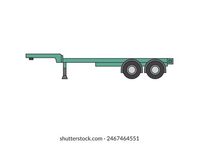 Vector illustration of a gooseneck trailer,chassis transporting ocean containers