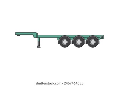 Vector illustration of a gooseneck trailer,chassis transporting ocean containers