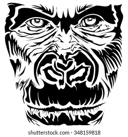 Vector illustration of gorilla. Vector illustration can be used for creating logos and emblems for animal clubs, prints, web and other crafts.