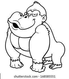 Vector illustration of Gorilla Cartoon - Coloring book