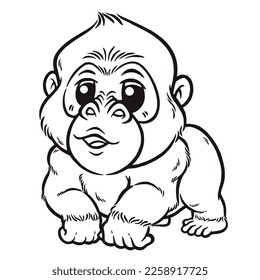 Vector illustration of Gorilla Cartoon - Coloring book for kids