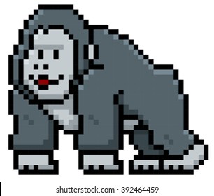 Vector illustration of Gorilla Cartoon - Pixel design