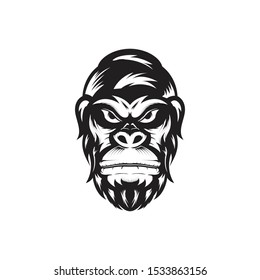 Vector illustration of Gorilla head with helmet for motorcycle riders logo or other sports