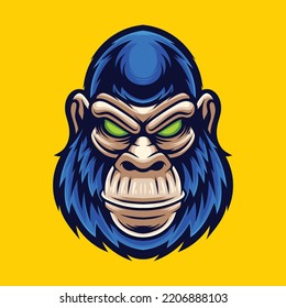 Vector illustration of gorilla mascot logo for esport and sport team