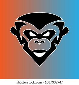 Vector illustration of a gorilla, monkey head. simple gorilla or monkey head logo and icon