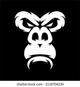 Vector illustration of a gorilla  monkey head. simple gorilla or monkey head logo and icon