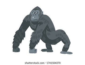 Vector illustration of a gorilla on a isolated background. Cartoon style, character design.