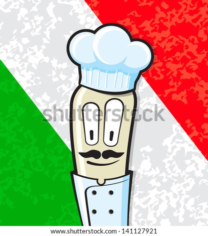 Vector Illustration of a gourmet chef on Italy flag background