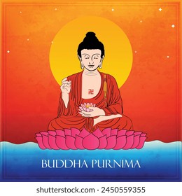 Vector Illustration of Goutam buddha on Buddha Purnima Holiday with Background. 