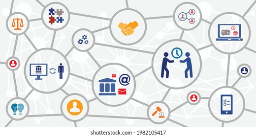 vector illustration of government electronic options for public services for social sector