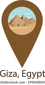 Vector illustration of gps icon. Location icon. Egypt pyramids at Giza