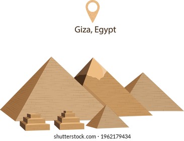 Vector illustration of gps icon. Location icon. Egypt pyramids at Giza