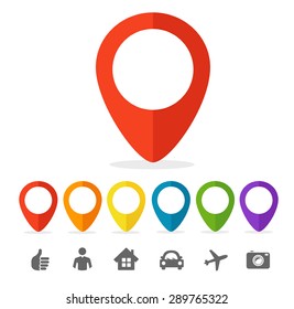 Vector Illustration gps pin icon set isolated on a white background. 