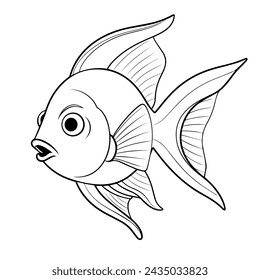 Vector illustration of a graceful angelfish outline, perfect for diverse graphic projects.