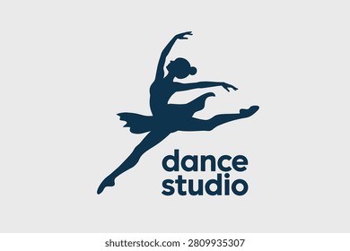 Vector illustration of a graceful ballerina silhouette, perfect for a dance studio logo, ballet school branding, or artistic design projects.