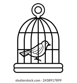 Vector illustration of a graceful bird cage outline icon, perfect for aviary projects.