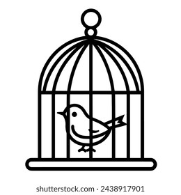 Vector illustration of a graceful bird cage outline icon, perfect for aviary projects.