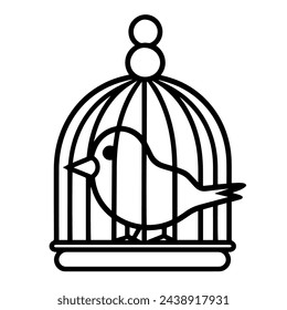 Vector illustration of a graceful bird cage outline icon, perfect for aviary projects.