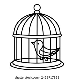 Vector illustration of a graceful bird cage outline icon, perfect for aviary projects.