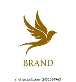 Vector illustration of a graceful, golden bird in flight, symbolizing freedom and elegance