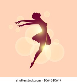 Vector illustration, gracile ballet dancer silhouette. Ballet School logo.