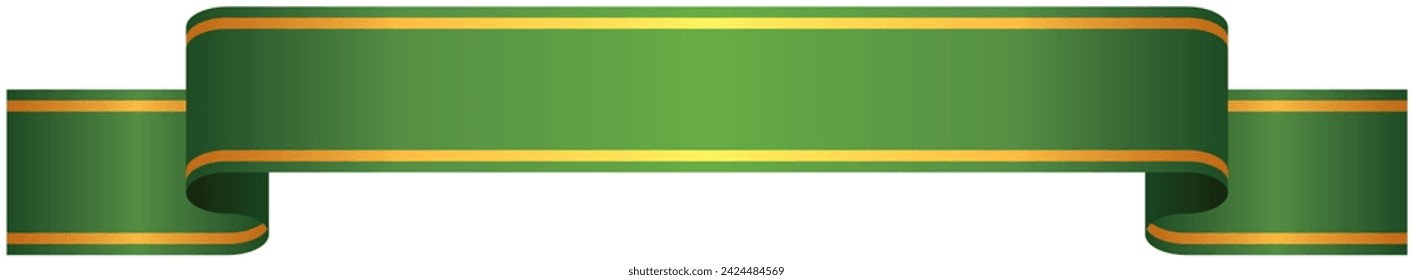 Vector illustration of Gradation ribbon with gold line 1 (green)