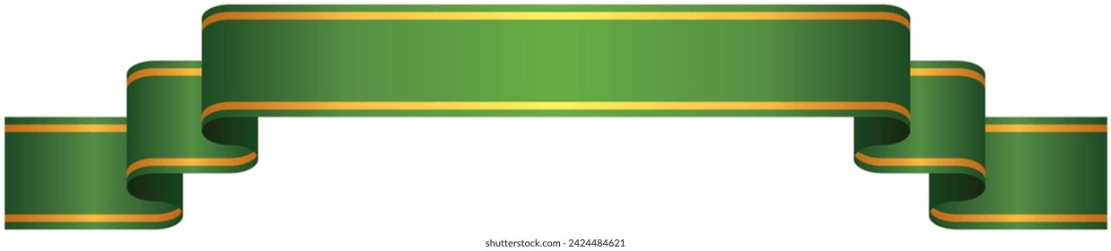 Vector illustration of Gradation ribbon with gold line 3 (green)