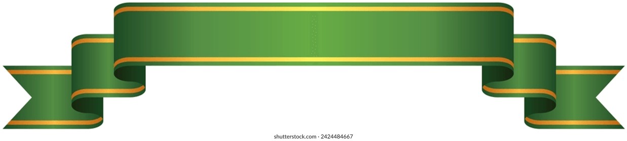 Vector illustration of Gradation ribbon with gold line 4 (green)