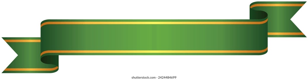 Vector illustration of Gradation ribbon with gold line 6 (green)